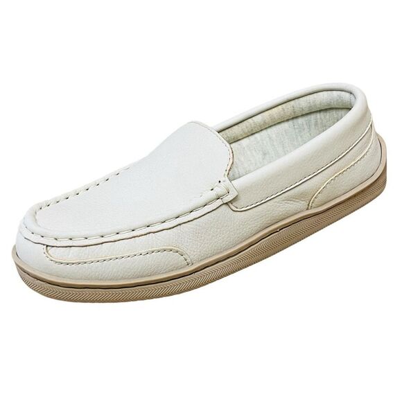 My Slippers My Pillow Moccasins Leather Slip On Memory Foam Cream Shoes 7 - Picture 1 of 9